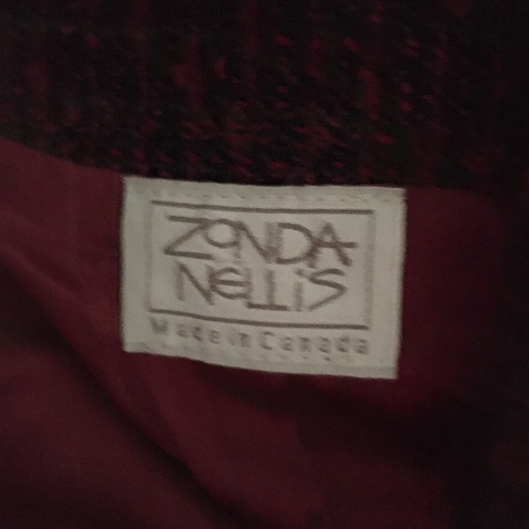 ZONDA NELLIS Burgundy + Black Chanel Style Boucle Tweed Fringe Trim Jacket L - Picture 5 of 5